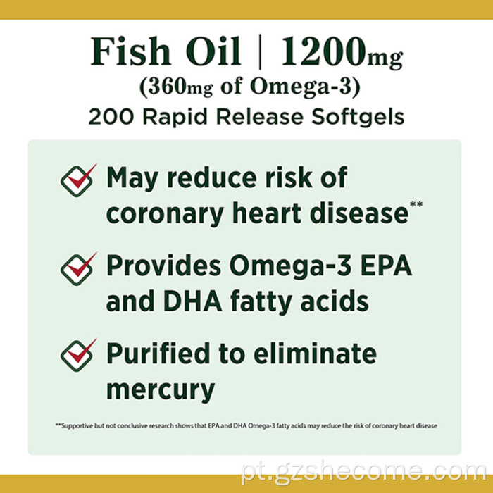 ômega3 EPA Fish Oil suporta Softgels imune ômega3